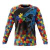 NFL Carolina Panthers Custom Name Number Autism Awareness Design Sweatshirt
