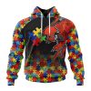 NFL Cleveland Browns Custom Name Number Autism Awareness Design Pullover Hoodie