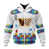 NFL Washington Commanders Custom Name Number Autism Awareness Zip Up Hoodie