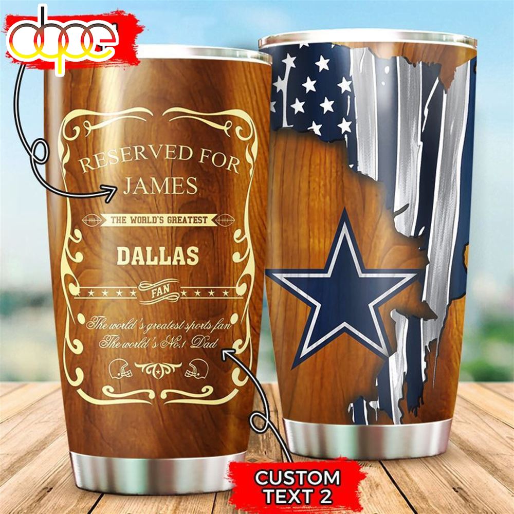 NFL Dallas Cowboys Custom Text Wood Background Tumbler