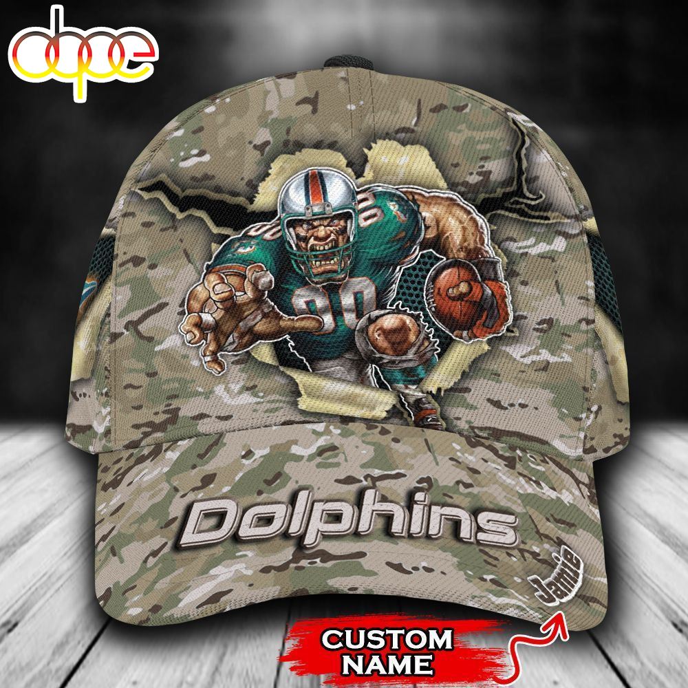 NFL Miami Dolphins Custom Name Camo Classic Cap NFL Miami Dolphins Custom Name Camo Classic Cap
