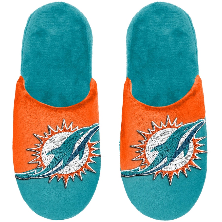 NFL Miami Dolphins Colorblock Logo In-House Slippers NFL Miami Dolphins Colorblock Logo In-House Slippers