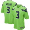 Seattle Seahawks Russell Wilson Nike Neon Green NFL Game Jersey