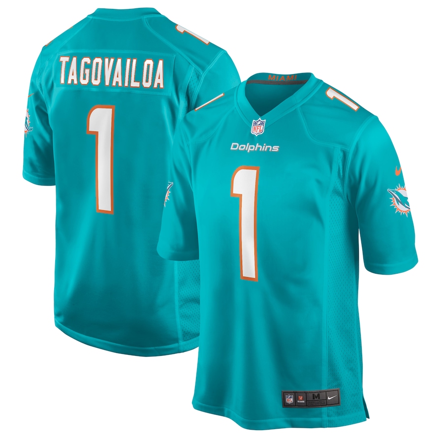 Miami Dolphins Tua Tagovailoa Nike Aqua NFL Game Jersey Miami Dolphins Tua Tagovailoa Nike Aqua NFL Game Jersey