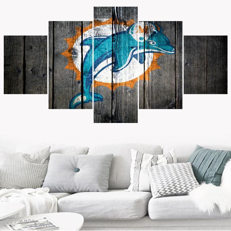 NFL Miami Dolphins Wood 5 Panel Canvas NFL Miami Dolphins Wood 5 Panel Canvas