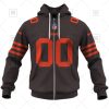NFL Cleveland Browns Custom Name Number Brown Alternate Jersey Zip Up Hoodie