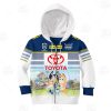 NRL North Queensland Cowboys Custom Name Number Bluey Jersey Kids Zip Up Hoodie