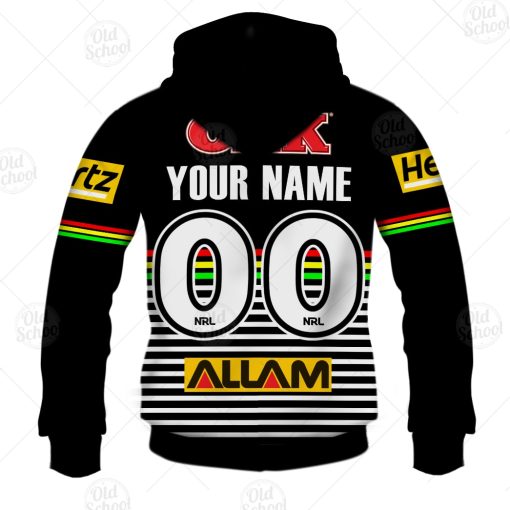 NRL Penrith Panthers Custom Name Number 2021 Alternate Jersey Zip Up Hoodie