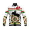 NRL South Sydney Rabbitohs ANZAC Poppy Flowers Indigenous - White Baseball Jacket