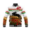 NRL South Sydney Rabbitohs ANZAC Poppy Flowers - White Baseball Jacket