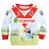 NRL St. George Illawarra Dragons Custom Name Number Bluey Jersey Kids Sweatshirt