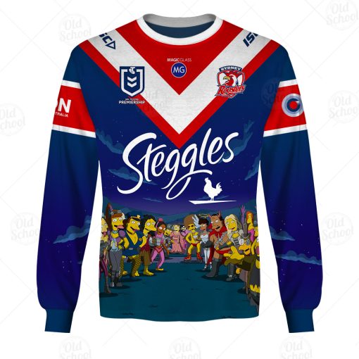 NRL Sydney Roosters Custom Name Number x The Simpsons 2020 Halloween Sweatshirt