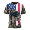 NFL Carolina Panthers Custom Name Number USA Flag Camo T-Shirt