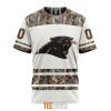 NFL Carolina Panthers Custom Name Number White Camo Hunting T-Shirt