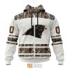 NFL Carolina Panthers Custom Name Number White Camo Hunting Zip Up Hoodie