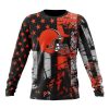 NFL Cleveland Browns Custom Name Number Classic Grunge American Flag Sweatshirt