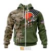 NFL Cleveland Browns Custom Name Number Green Camo US Military Zip Up Hoodie