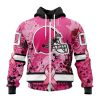 NFL Cleveland Browns Custom Name Number Pink Breast Cancer Zip Up Hoodie