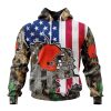 NFL Cleveland Browns Custom Name Number USA Flag Camo Pullover Hoodie