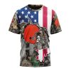 NFL Cleveland Browns Custom Name Number USA Flag Camo T-Shirt