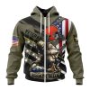 NFL Cleveland Browns Custom Name Number Veterans Kneeling Soldier Zip Up Hoodie