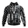 NFL Las Vegas Raiders Custom Name Number Classic Grunge American Flag Pullover Hoodie