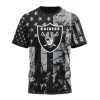 NFL Las Vegas Raiders Custom Name Number Classic Grunge American Flag T-Shirt
