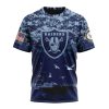 NFL Las Vegas Raiders Custom Name Number Honor US Navy Veterans T-Shirt