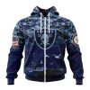 NFL Las Vegas Raiders Custom Name Number Honor US Navy Veterans Zip Up Hoodie
