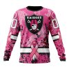 NFL Las Vegas Raiders Custom Name Number Pink Breast Cancer Sweatshirt