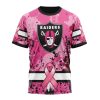 NFL Las Vegas Raiders Custom Name Number Pink Breast Cancer T-Shirt
