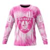 NFL Las Vegas Raiders Custom Name Number Pink Tie-Dye Sweatshirt