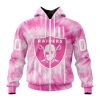 NFL Las Vegas Raiders Custom Name Number Pink Tie-Dye Zip Up Hoodie
