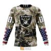 NFL Las Vegas Raiders Custom Name Number Veteran Salute To Service Sweatshirt