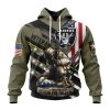 NFL Las Vegas Raiders Custom Name Number Veterans Kneeling Soldier Pullover Hoodie
