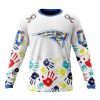 NFL New England Patriots Custom Name Number Autism Awareness Hands Sweatshirt