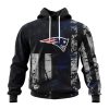 NFL New England Patriots Custom Name Number Classic Grunge American Flag Pullover Hoodie
