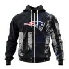 NFL New England Patriots Custom Name Number Classic Grunge American Flag Zip Up Hoodie