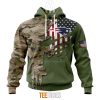 NFL New England Patriots Custom Name Number Green Camo US Military Pullover Hoodie