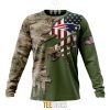 NFL New England Patriots Custom Name Number Green Camo US Military Sweatshirt