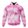 NFL New England Patriots Custom Name Number Pink Tie-Dye Zip Up Hoodie