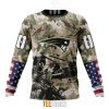 NFL New England Patriots Custom Name Number Veteran Salute To Service Sweatshirt