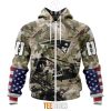 NFL New England Patriots Custom Name Number Veteran Salute To Service Zip Up Hoodie