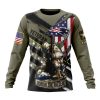 NFL New England Patriots Custom Name Number Veterans Kneeling Soldier Sweatshirt