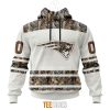 NFL New England Patriots Custom Name Number White Camo Hunting Pullover Hoodie