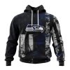 NFL Seattle Seahawks Custom Name Number Classic Grunge American Flag Pullover Hoodie
