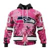 NFL Seattle Seahawks Custom Name Number Pink Breast Cancer Pullover Hoodie