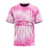NFL Seattle Seahawks Custom Name Number Pink Tie-Dye T-Shirt