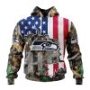 NFL Seattle Seahawks Custom Name Number USA Flag Camo Realtree Pullover Hoodie