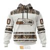 NFL Seattle Seahawks Custom Name Number White Camo Hunting Pullover Hoodie